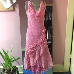 Vintage Pink Flapper-Style High-Low Dress